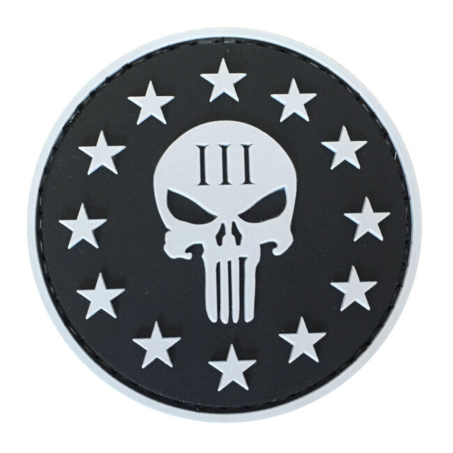 WARAGOD нашивка 3D Round Shape of Three Percenter Punisher чорна, 6см