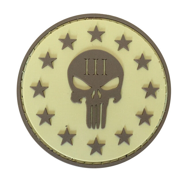 WARAGOD 3D Round Shape of Three Percenter Punisher нашивка, койотовий 6см
