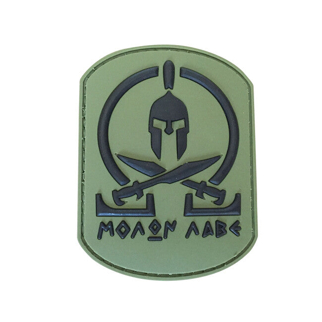 WARAGOD 3D Spartan Molon Labe нашивка 7x5.3см, оливкова
