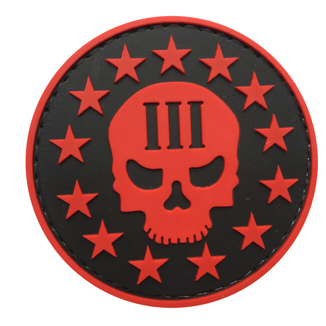 WARAGOD 3D Three Percenter with Skull Face нашивка 6см