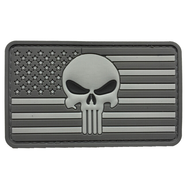 WARAGOD 3D US Punisher нашивка сіра, 8.5x5см