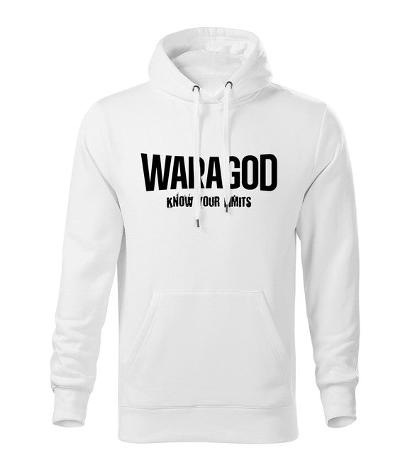 WARAGOD "Know Your Limits" чоловіча толстовка з капюшоном, біла 300g/m2