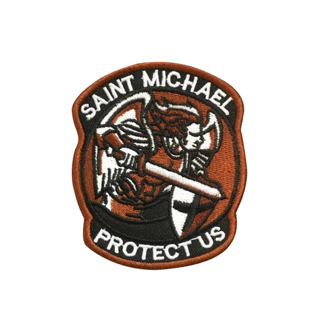 WARAGOD вишивна нашивка Saint Michael Protect Us, коричнева