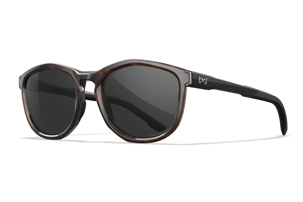Wiley X Bravo сонцезахисні окуляри, глянцевий черепаховий візерунок / CAPTIVATE™ Polarized Grey