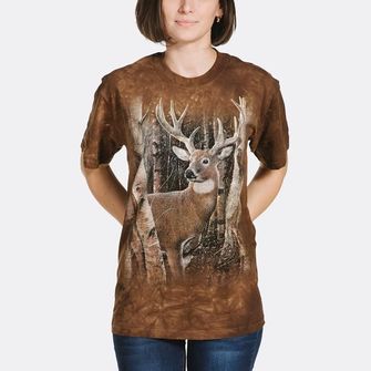 Гірська 3D футболка з оленем в лісі, унісекс.