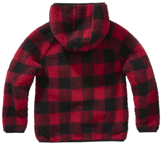 Brandit дитяча куртка з тедді-флісу з капюшоном, червона/чорна