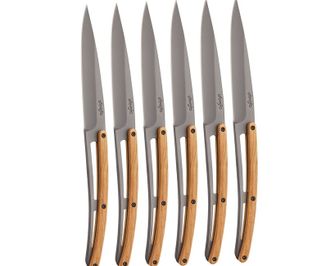 Deejo набір з 6 ножів Настільний сірий титан оливкова деревина