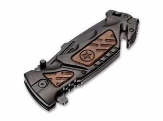 Тактичний ніж Böker Plus AK-14 9,3 см, чорний, алюміній, дерево, нейлонові піхви