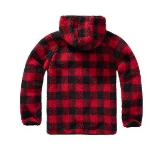 Флісова куртка Brandit з капюшоном Teddyfleece Worker, червоний/чорний