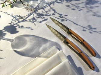 Deejo набір з 6 ножів для стейків титанове покриття оливкового дерева дизайн арт-деко