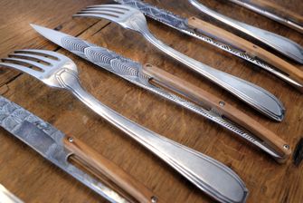 Deejo набір з 6 ножів для стейків блискуче лезо оливкове дерево дизайн арт-деко