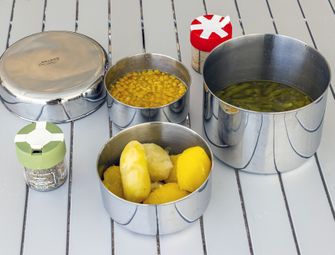 BasicNature Biwak 3 Набір для приготування їжі з нержавіючої сталі для всієї родини