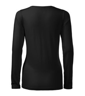 Жіноча футболка з довгим рукавом Malfini Slim, чорна