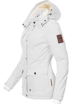 Жіноча зимова куртка Marikoo KEIKOO з капюшоном, біла в горошок