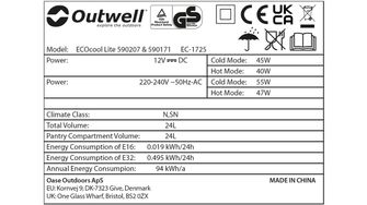 Outwell Кемпінговий охолоджувальний бокс ECOcool Lite 24 12V/230V, темно-синій