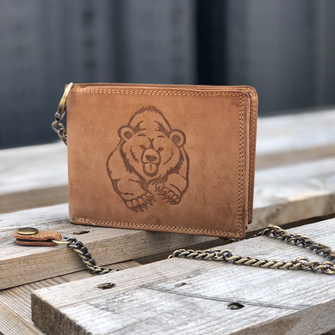 Шкіряний гаманець з ланцюжком візерунок ведмідь