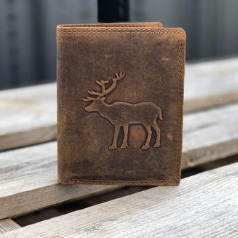 Шкіряний гаманець з малюнком оленя