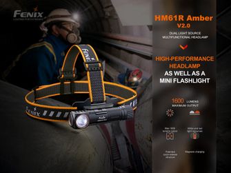Акумуляторний налобний ліхтар Fenix HM61R Amber V2.0