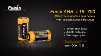 Fenix зарядний акумулятор RCR123A 700 мАг, Li-Ion