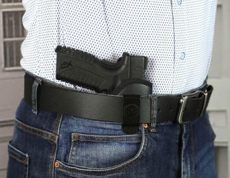 Нейлонова кобура Falco Smith IWB для носіння всередині штанів Glock 43X, чорна натуральна шкіра