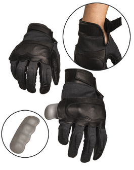 Тактичні рукавички Mil-tec шкіра/кевлар, чорні