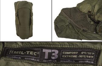 Спальний мішок Mil-tec Tactical T3, оливковий 0/-10 °C