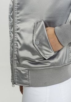 Urban Classics жіноча сатинова бомбер куртка, срібляста