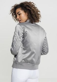 Urban Classics жіноча сатинова бомбер куртка, срібляста