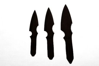 Метальні ножі важкі, 27см, 21см, 16см, 3 штуки, чорні.