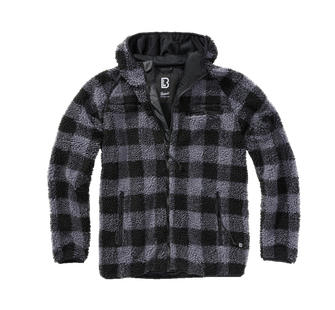 Флісова куртка Brandit з капюшоном Teddyfleece Worker, чорний/сірий