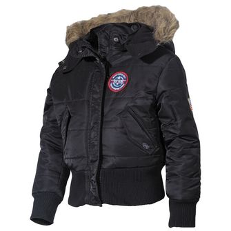 MFH Американська дитяча полярна куртка N2B з хутряним коміром, чорна