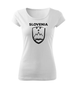 Футболка жіноча DRAGOWA герб Словенії з написом, біла