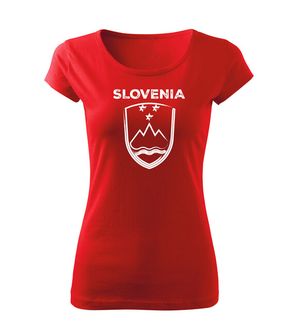 DRAGOWA жіноча футболка словенський герб з написом, червона