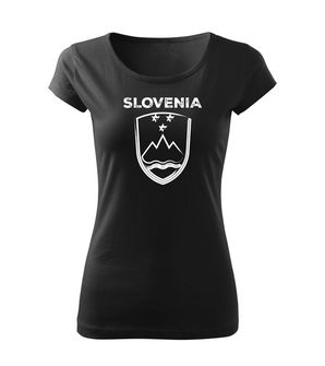 Футболка жіноча DRAGOWA Словенський герб з написом, чорна