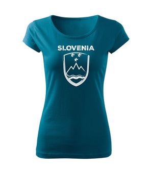 DRAGOWA жіноча футболка словенський герб з написом, бензиновий синій