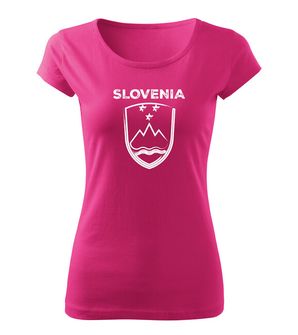 DRAGOWA жіноча футболка словенський герб з написом, рожева