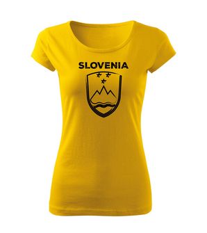 Футболка жіноча DRAGOWA Словенський герб з написом, жовта