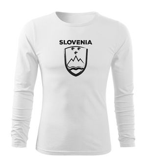 Футболка DRAGOWA Fit-T з довгим рукавом Словенський герб з написом, біла