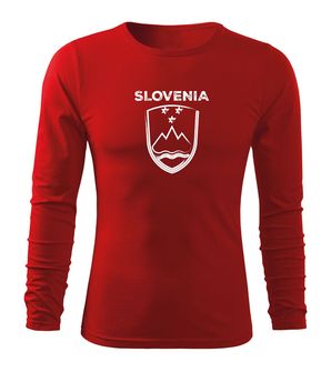 Футболка DRAGOWA Fit-T з довгим рукавом Словенський герб з написом, червона