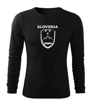 Футболка DRAGOWA Fit-T з довгим рукавом Словенський герб з написом, чорна