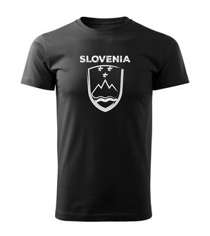 Футболка DRAGOWA коротка словенський герб з написом, чорна