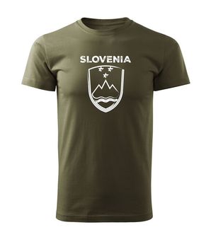 Футболка коротка DRAGOWA словенська емблема з написом, оливкова