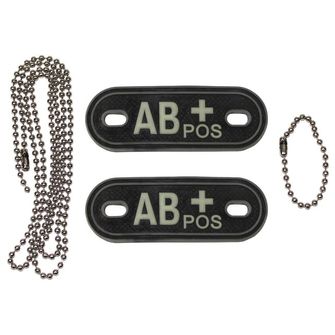 MFH Dog-Tags собачі теги AB POS, 3D PVC, чорні