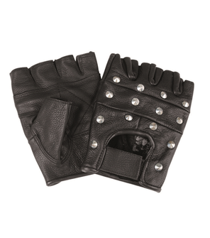 Байкерські рукавички Mil-tec без пальців з заклепками, чорні
