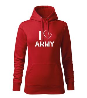 Жіноче худі DRAGOWA i love army, червоне 320 г/м2