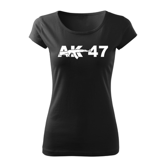 DRAGOWA жіноча коротка футболка AK-47, чорна 150г/м2