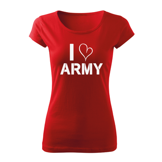DRAGOWA жіноча коротка футболка i love army, червона 150г/м2