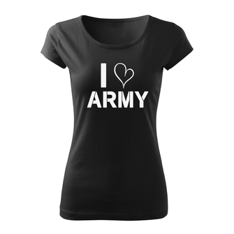 DRAGOWA жіноча коротка футболка i love army, чорна 150г/м2