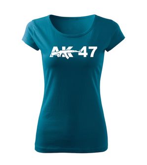 Жіноча футболка DRAGOWA AK-47, бензиновий синій 150г/м2