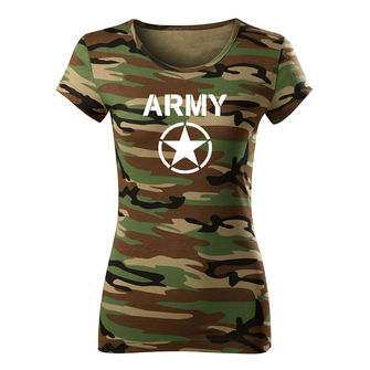 Жіноча футболка DRAGOWA армійська зірка, камуфляж 150г/м2